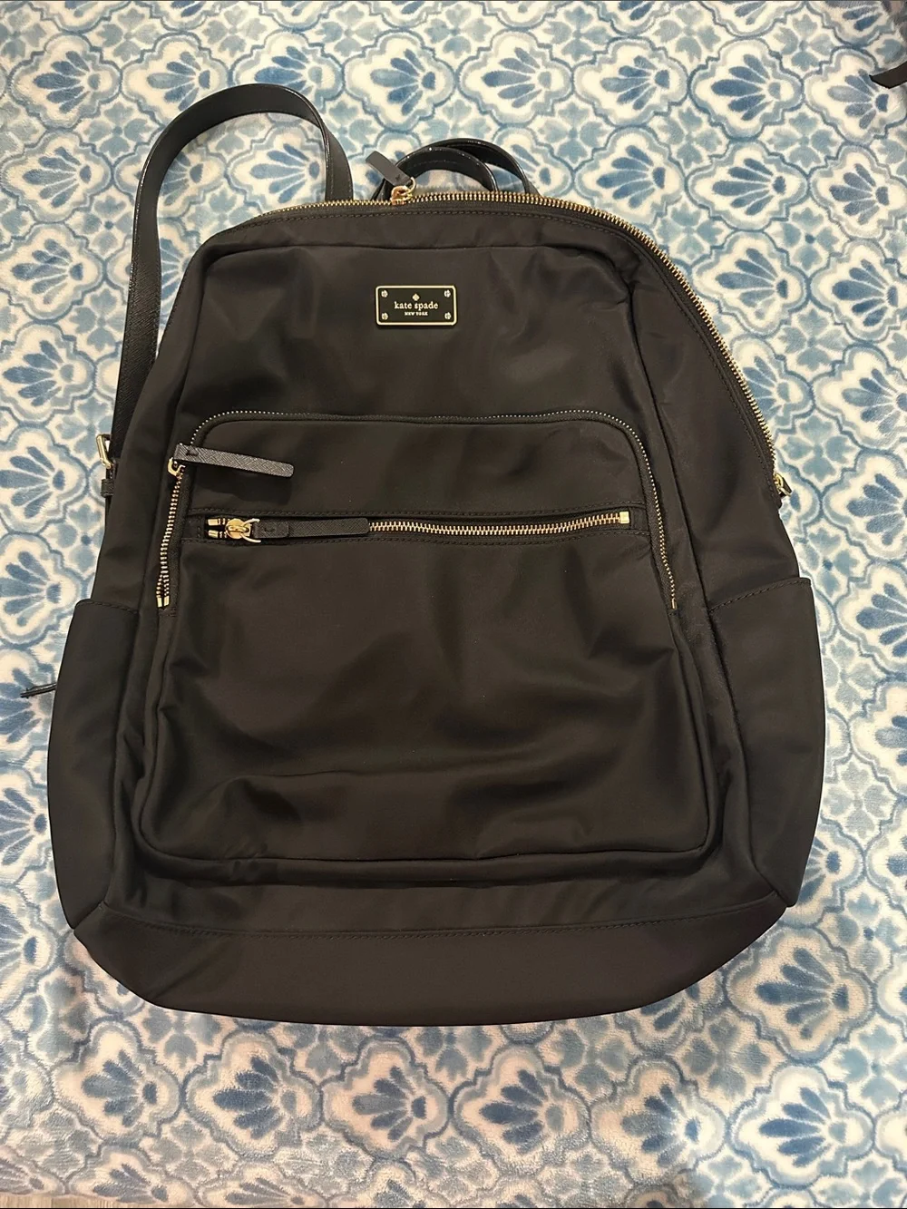 kate spade Black Nylon Backpack with Gold Hardware